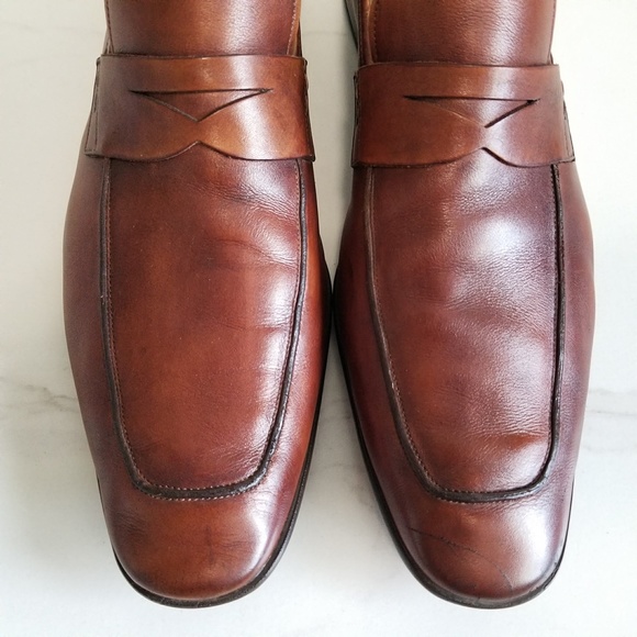 Magnanni Ramiro Brown Leather Penny Loafers Dress Shoes Men's Slip On - Picture 10 of 13
